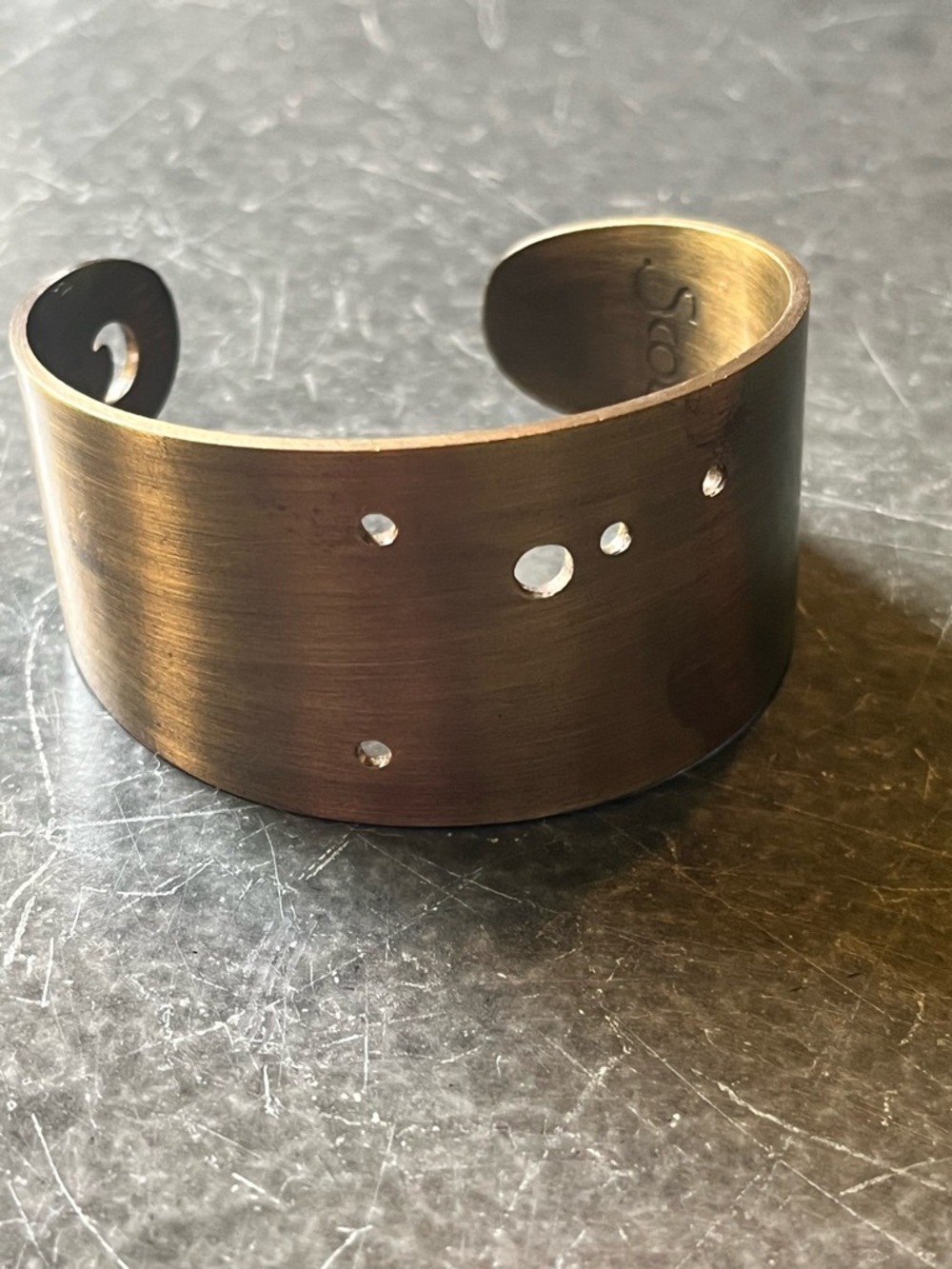 Scout Brass Cuff Bracelet – Cancer Zodiac ♋ – Minimalist Wide Band